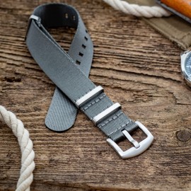 Buckle & Stitch Premium NATO Watch Straps - Ultra Smooth Nylon Seat Belt - 20mm / 22mm - Black, Blue, Grey, Tan, Beige, Green