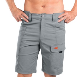 KastKing Rekon - Pantalones cortos de pesca para hombre, secado rápido, casual, para senderismo, viajes, golf, campamento, tácticos, Gris [Ajuste regular], 32 Regular