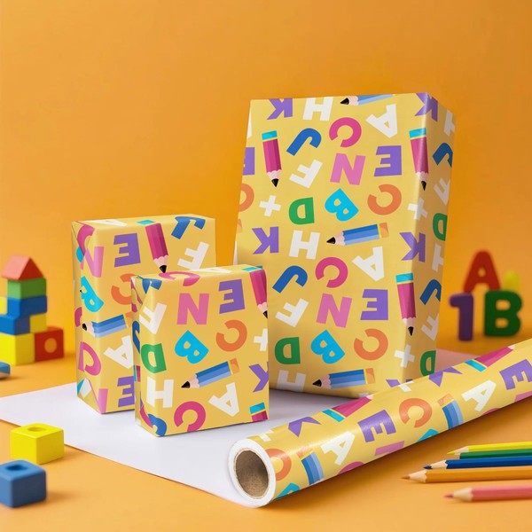 WRAPAHOLIC WRAPAHOLIC Back to School Wrapping Paper Roll - Mini