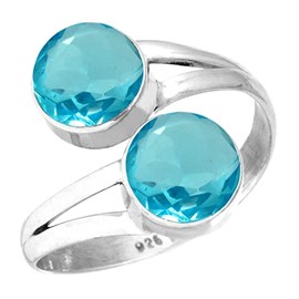 Jeweloporium 925 Sterling Silver Ring for Women Size Y Blue Quartz Gemstone Vintage Silver Ring New Year Gift Solitaire Jewelry