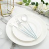 24Pieces Silver Plastic Silverwar Plastic Cutlery with Blue Handle- Heavyweight