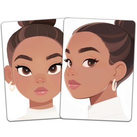 DELORIGIN 2pcs Face Painting Practice Board A4 Size Reusable Makeup Painting Practice Boards Template Stage Make-up Exercise Tool Facial Paint Supplies for Makeup Beginner(Topknot Women)