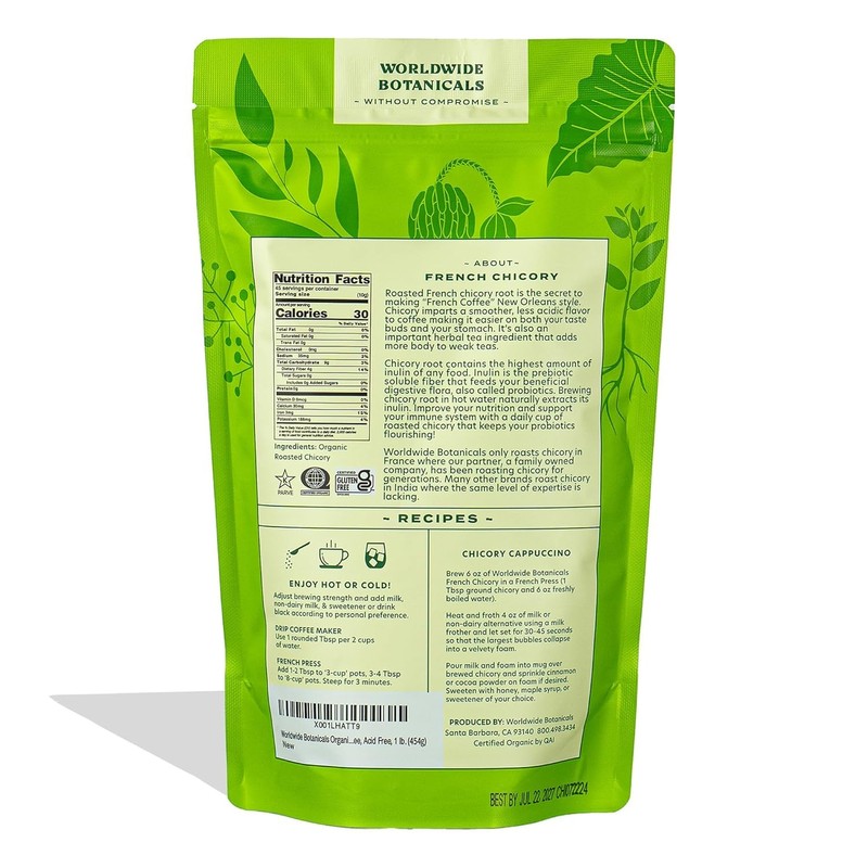 Worldwide Botanicals French Chicory Root, 1 Pound - Brew Like
