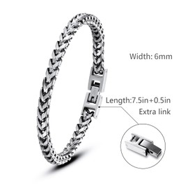 LUCKY2+7 Mens Bracelet - Stainless Steel Fold Over Clasp Franco Chain Bracelets for Men Jewelry Gifts for Dad Grandpa Husband