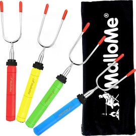 MalloMe Smores Sticks for Fire Pit - Premium 34 inch Marshmallow Roasting Sticks Smores Kit Outdoor -Accessories for Campfire- Smore Skewers Hot Dog Fork, Camping Essentials Bonfire Gear Long (4 Pack)