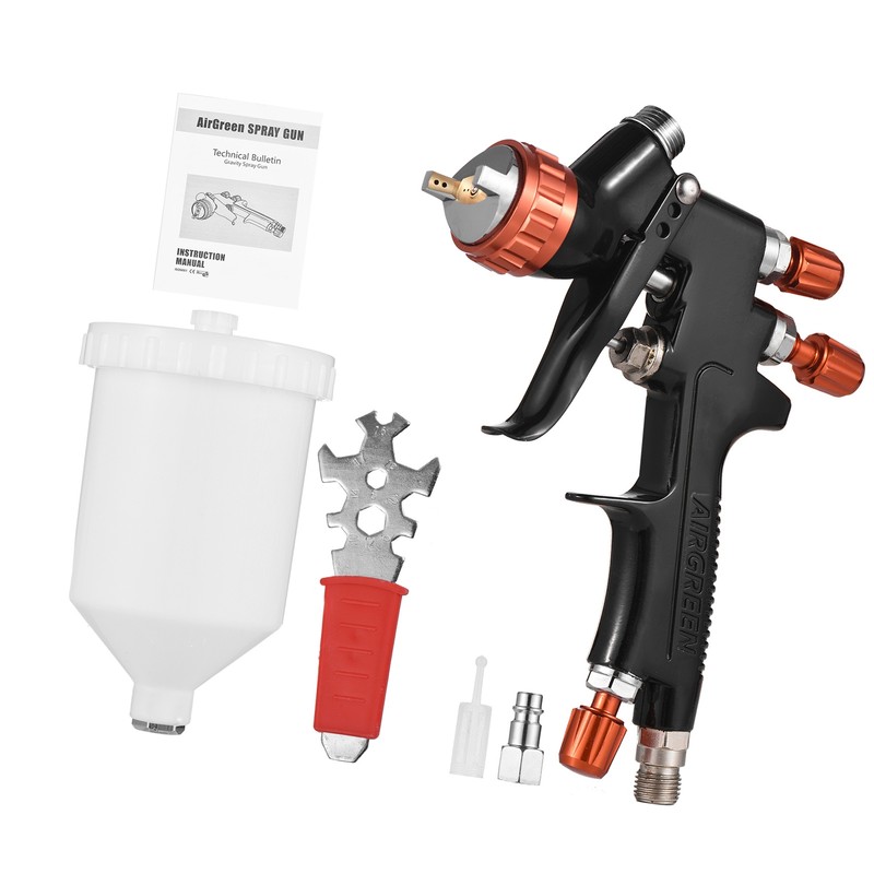 HVLP Pneumatic Paint Spray Gun Set 1.3mm Caliber Adjustable Auto