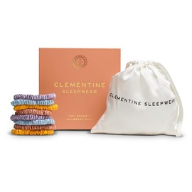 Clementine Sleepwear Set de coleteros de seda orgánica Essentials Flower Shop | 8 coleteros finos hechos con seda certificada GOTS para un peinado sin
