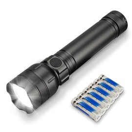SuperFire LED Flashlight，Ultra Bright 1300 Lumens，IPX3 Water Resistant，Aircraft-Grade Aluminum Housing Designed for Emergencies，Black
