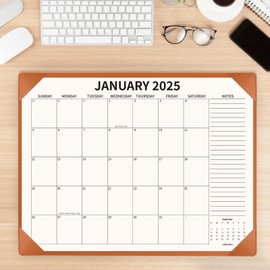 YIBUKIU Desk Calendar 2025-2026 with Desktop Mat, 22x17 inch Large Desk Pad Calendar 18 Months Runs From 2025 to June 2026, Big Desk Blotter Calendar for Home Office and School, Brown