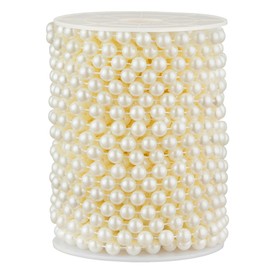 ZPEXRV 48 Feet Faux Pearl Beads Garland 8mm Craft String Pearls for Wedding Centerpiece Christmas Tree and Flowers Decoration DIY (Ivory)
