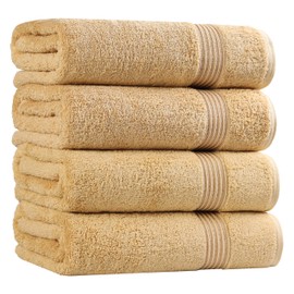 SUPERIOR Heritage Egyptian Cotton Bath Towel Set, Heavyweight Towels for Bathroom, Luxury Decor, Plush Absorbent Essentials, Large Body Towel, Spa, Hotel, Resort Quality, Includes 4 Bath Towels, Gold