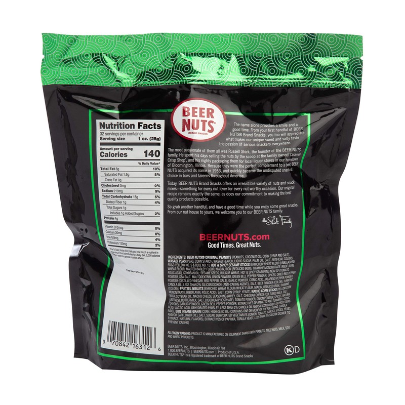 BEER NUTS Bar Mix w/Wasabi - Pretzels, Cheese Stix, Sesame
