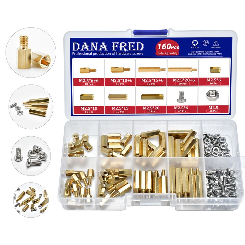 M2.5 Hex Standoff Spacers Nuts Screws Kit,160 Pcs M2.5 Male