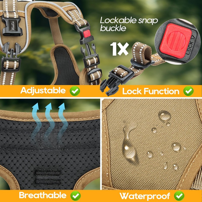 HEELE Dog Chest Harness, for Running, with Lockable Snap Closure,