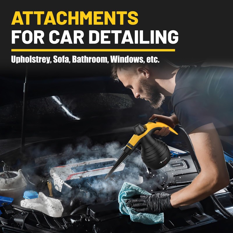 Pressurized Handheld Steam Cleaner with 10pcs Accessories & Safety Lock,