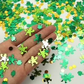 Jc.upin 30g St Patricks Day Decorations Confetti, Shamrock Sequins Confetti-St Table Metallic Glitter Foil Confetti-Saint Patrick Irish Party Favors Supplies Accessories, White