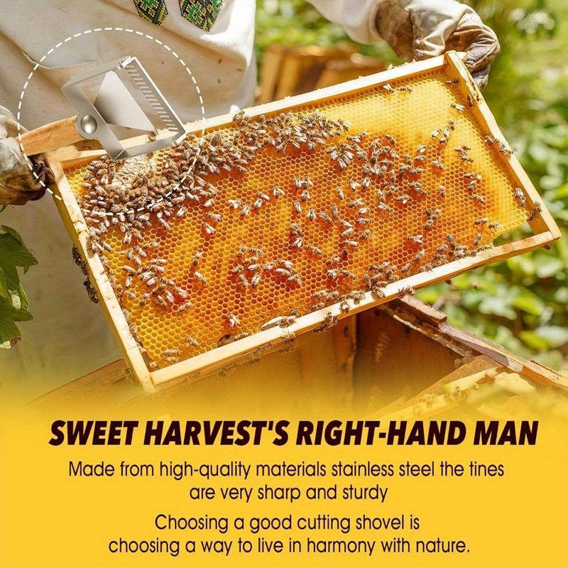 AIMALL Stainless Steel Honey Uncapping Fork with Wooden Handle Beekeeping