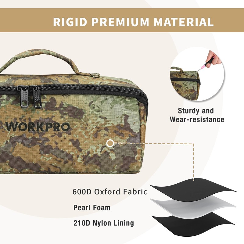 WORKPRO Tool Bag with Zipper, 10" Utility Wide Mouth Heavy
