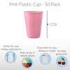 Exquisite 12 oz Pink Plastic Cups II 50 Count Bulk
