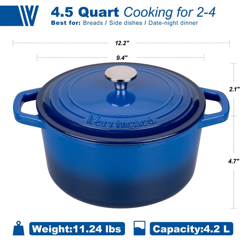 VORRINGARD Enameled Cast Iron Dutch Oven Pot with Lid, for