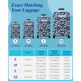 OffiEase Suitcase Cover Protectors - Large Washable Waterproof Dustproof Luggage Protective Covers Sleeve for Travel Fit 26-28 Inch Blue Butterfly L