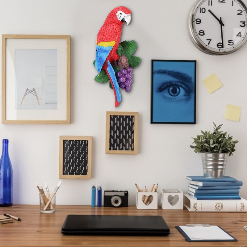 Wall Mounted Simulation Parrot Decor Hanging Hook Resin Craft Home