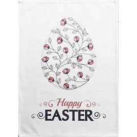 Half a Donkey Happy Easter Pink Easter Egg Design - Large Cotton Tea Towel