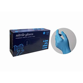 IBI Disposable Nitrile Gloves Powder Free Latex Free Thickness of gloves 4.2 mil/Long-lasting Strength(Medium, 100pcs)