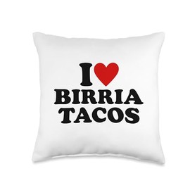I Heart Birria Tacos I Love Birria Tacos Apparel I Love Birria Tacos Red Heart Throw Pillow, 16x16, Multicolor