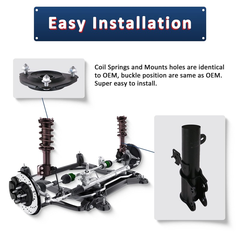 MOSTPLUS Front Pair Complete Strut Spring Assembly Compatible with 2006