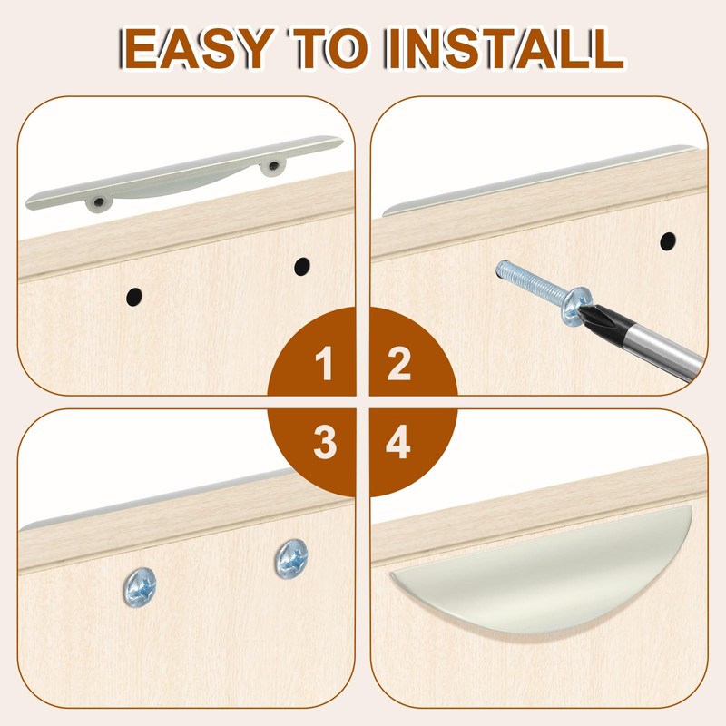 sourcing map 6 Pack Half Moon Cabinet Pull, 2.52" Hole