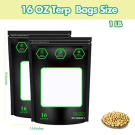 KAKUKAKU 1 Pound Storage Terp Bag，58%-62% RH 2-Way Humidity Control Bags for Curing & Storage Resealable 16 Ounce Humidity standup Bags (10)