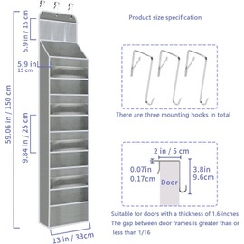YeSunny Over Door Storage Hanging Organizer, Foldable Wall Mount Storage 5 Pockets with Clear Window for Bedrooms, Bathrooms and Dorm Room, Toys, Wallets And Towels