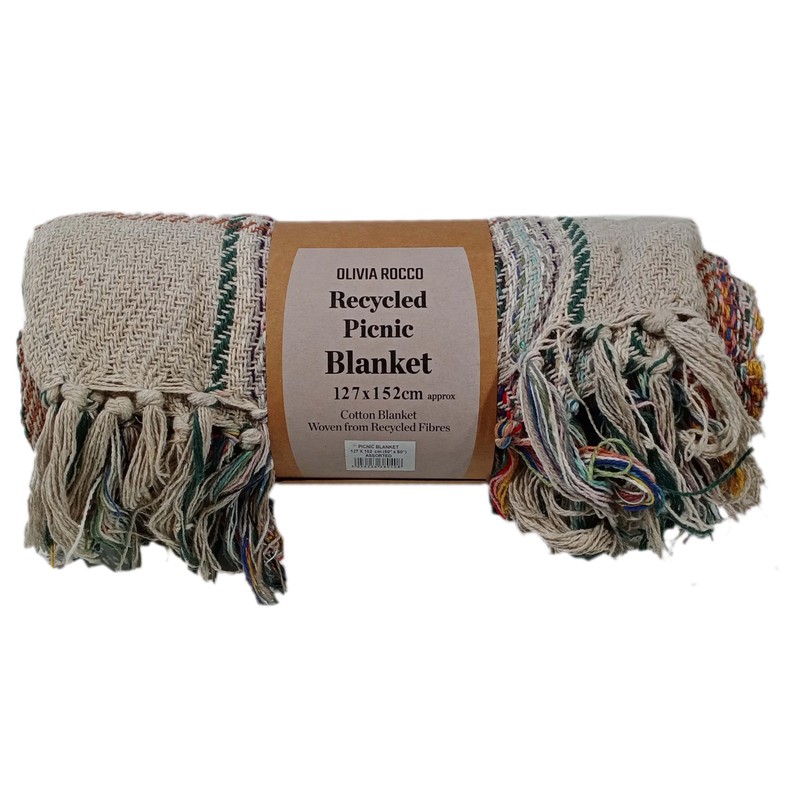 Olivia Rocco Recycled Picnic Blanket Check Stripe Design Super Soft