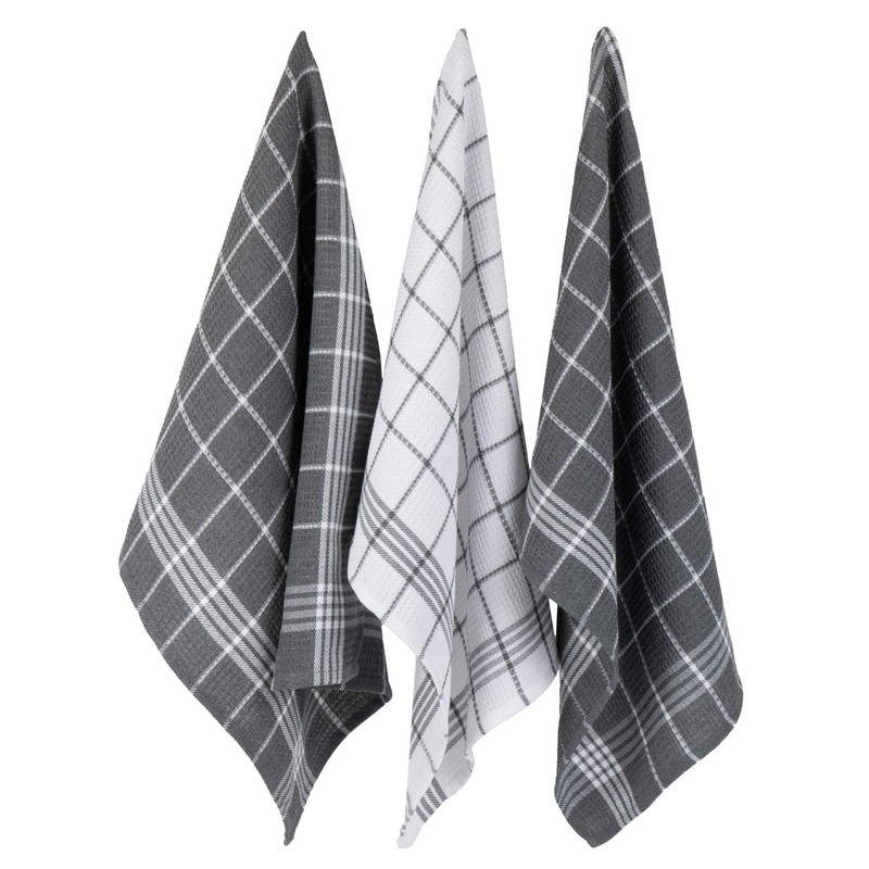 DII Waffle Weave Kitchen Collection, 100% Cotton, Kitchen Set, Gray