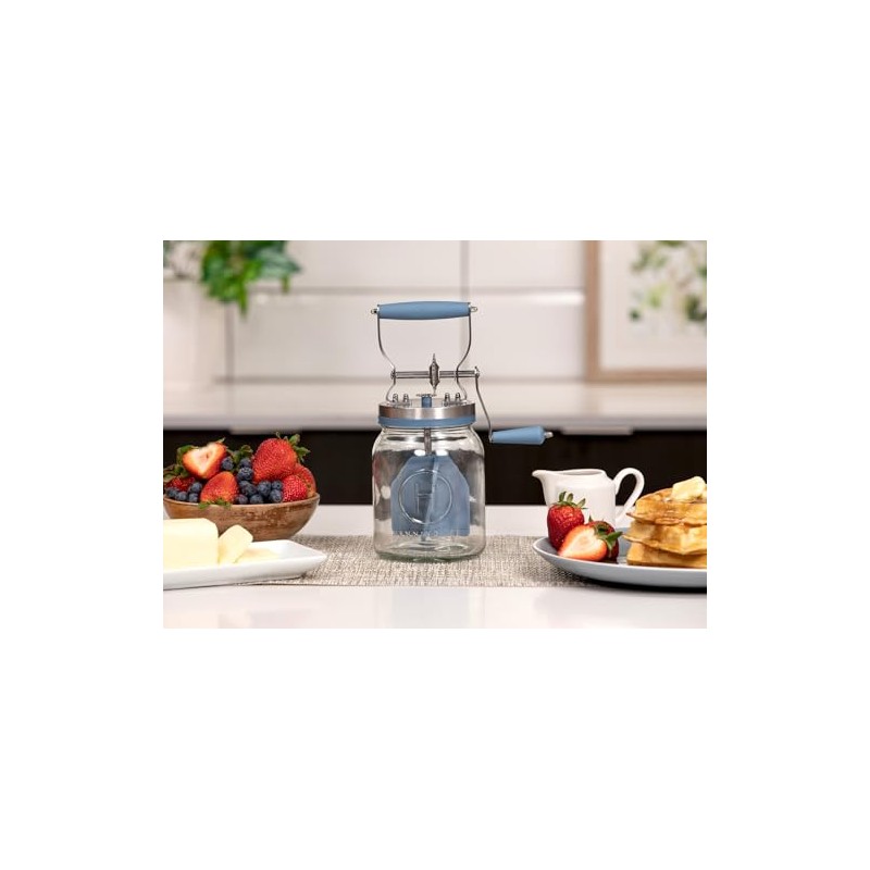 Henning Lee Manual Glass Butter Churner with Jar, 32 ounce