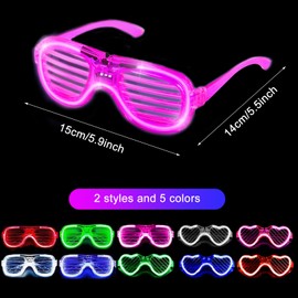UgyDuky 20Pcs Glow in The Dark Glasses LED Light Up Glasses Shutter Shades Neon Flashing Glasses Neon Glowing Party Supplies