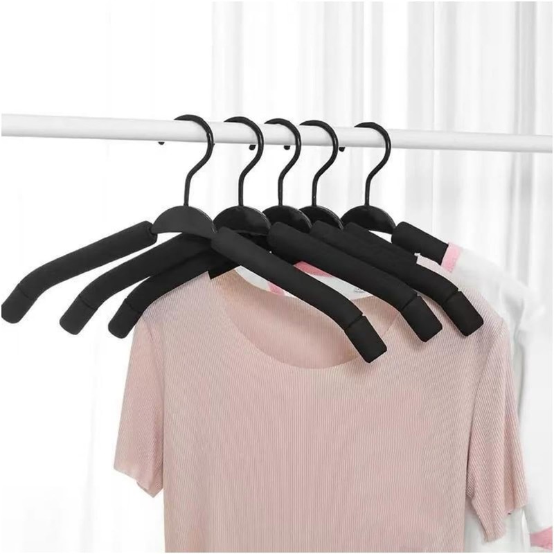 FlyNautics 10pack Clothes Hangers Non-Slip Black Steel Coated Sponge Hangers