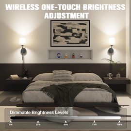 JOFIOS 19.9 inch Battery Operated Wall Sconce Set of 2, Indoor Wireless Rechargeable Wall Lights: Dimmable Detachable Wall Lamp with Remote, 3 Color Temperatures, Wall Sconce for Bedroom Room (Black)