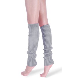 *daisysboutique* Retro Women 80s Adult Ribbed Knitted Leg Warmers Crochet Long Boot Socks for Party Dance Sports Yoga (One Size, Silver)