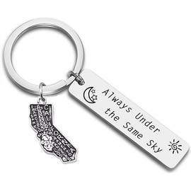 JJTZX Always Under the Same Sky US State Keychain Long Distance Map Keychain Graduation Gift between Best Friends