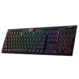 Redragon Redragon K618 PRO 3-Mode Wireless RGB Mechanical Keyboard, BT/2.4Ghz/Wired Low Profile Win/Mac Gaming Keyboard w/Ultra-Thin Design, Dedicated Media Control & Linear Red Switch