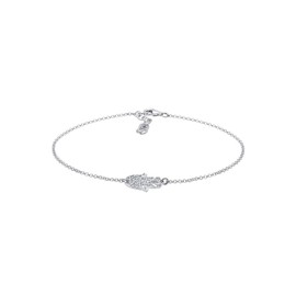 Elli Women's Anklet Hamsa Hand with Crystals in 925 Sterling Silver, Facet cut, Crystal