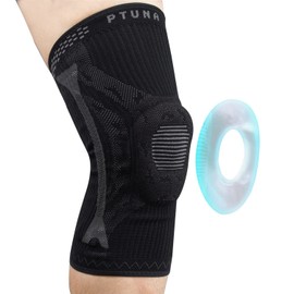 Ptuna Compression Knee Brace W/Patella Gel Pad & Side Stabilizers Black & Grey XL