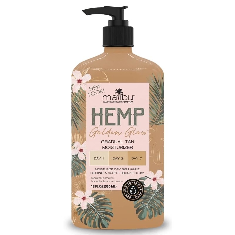 Malibu Tan Hemp Golden Glow Skin Firming Lotion, Medium Deep,
