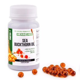Siberian Sea Buckthorn Oil 200 Caps Cold Pressed Unrefined Wild Harvested