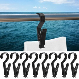Hushee 8 Pack Marine Boat Rail Towel Clips Storm Proof Lockable Clothespin Pontoon Boat Towel Organizer Accessories Multi-Purpose Outdoor Laundry Clips for Beach Pontoon Fishing Cruise Balcony Travel