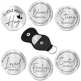 Moxweyeni 6 Pcs Christian Pocket Hug Token Inspirational Long Distance Relationship Keepsake Gift for Family Men Women Friend(Words Style)
