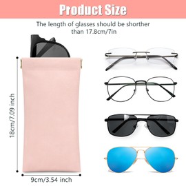 Etercycle Soft Eyeglass Case, 2 Pcs Travel Sunglass Cases Portable Squeeze Top Leather Glasses Bag for Women Men(Black, Pink)