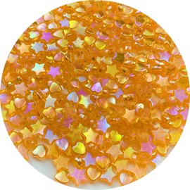Xinhongo 350 Pcs Heart & Star Acrylic Beads - 9mm Hearts, 11mm Stars, Spacers for DIY Bracelets, Necklaces, Earrings & Key Chains (Orange AB)